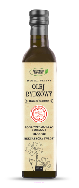 Prawdziwy Olej rydzowy z lnianki tłoczony na zimno 500ml